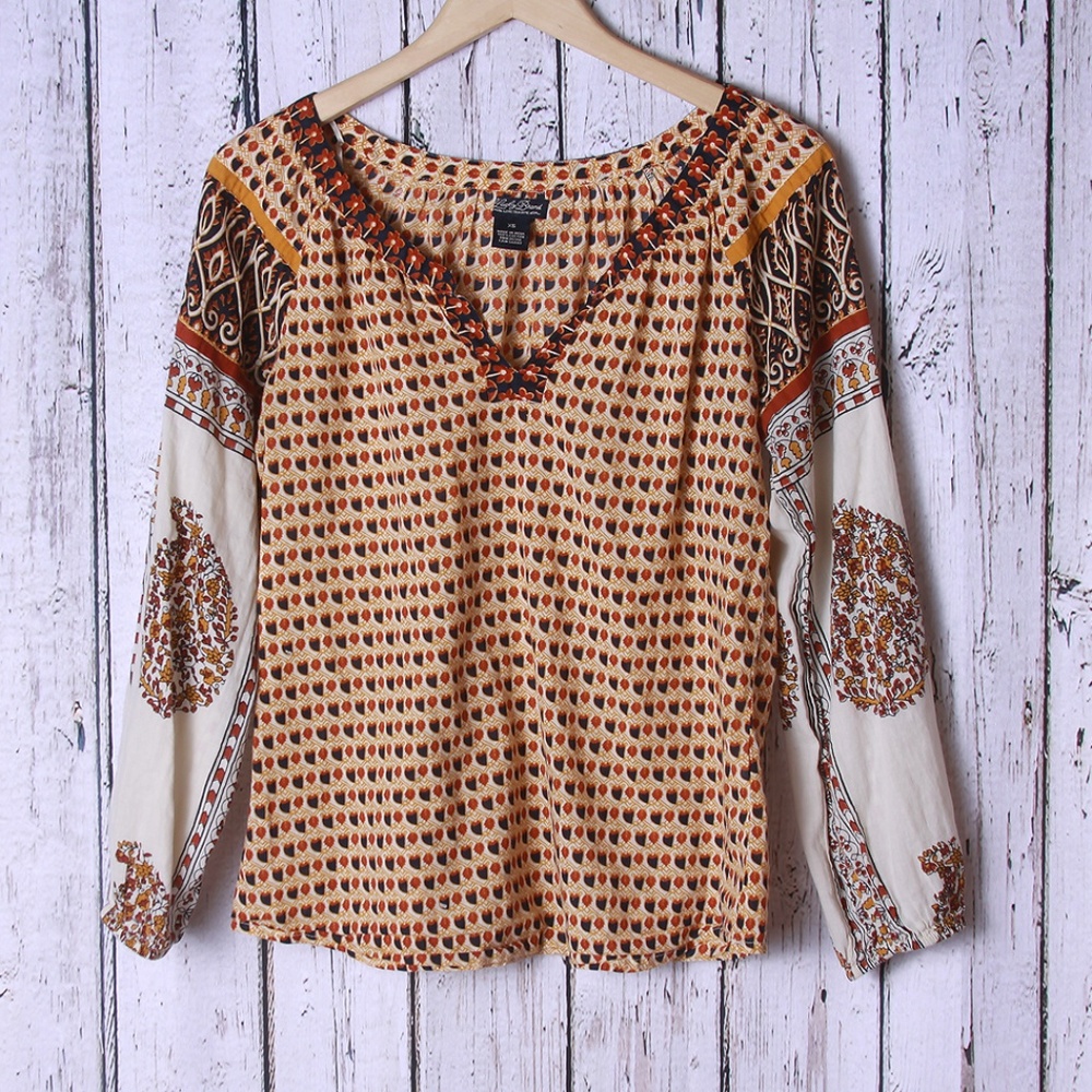 Lucky Brand Peasant Top Boho Size XS
